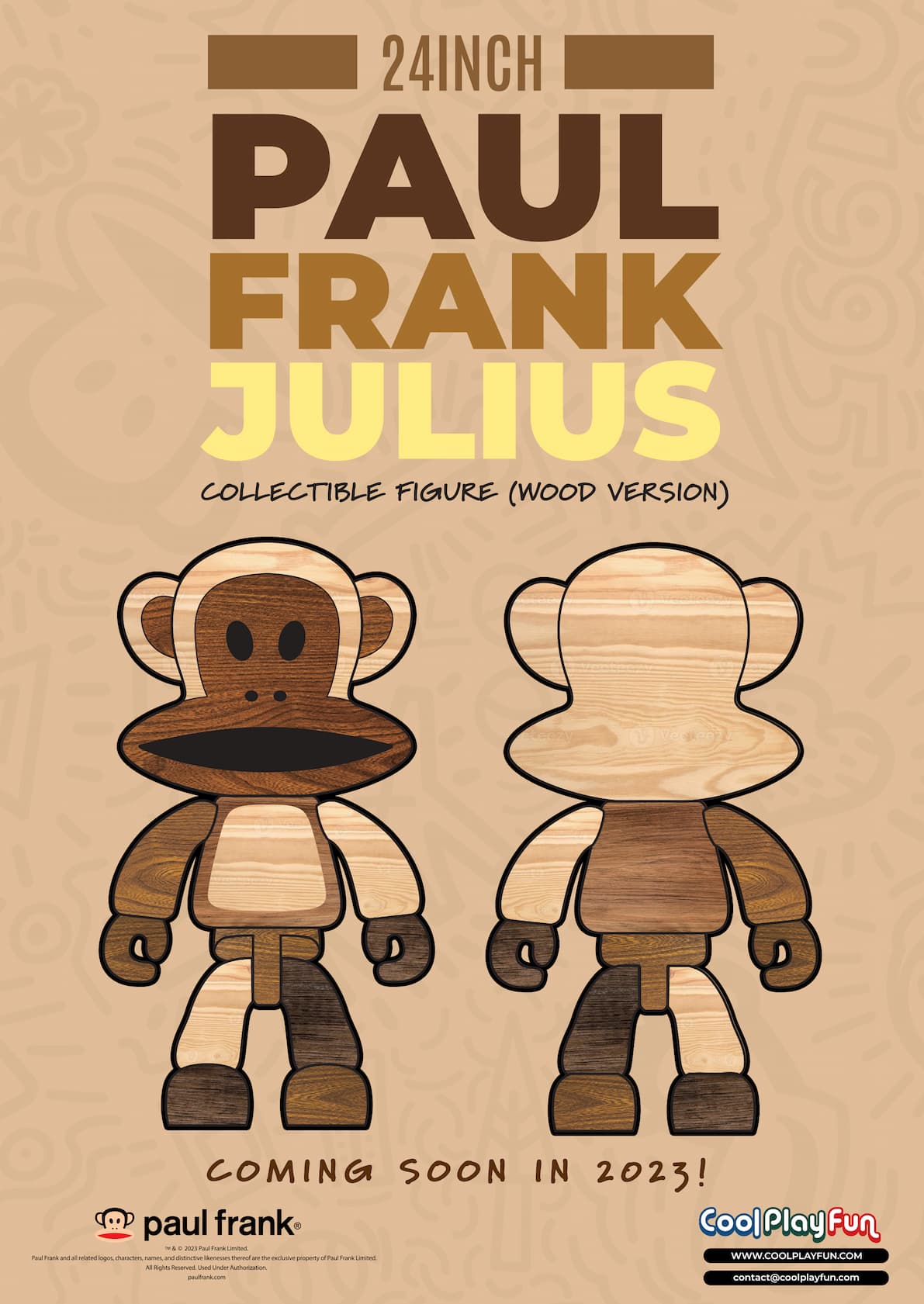 24inch Paul Frank Julius Collectible Figure (Wood Version) Marketing Image (2) (1)